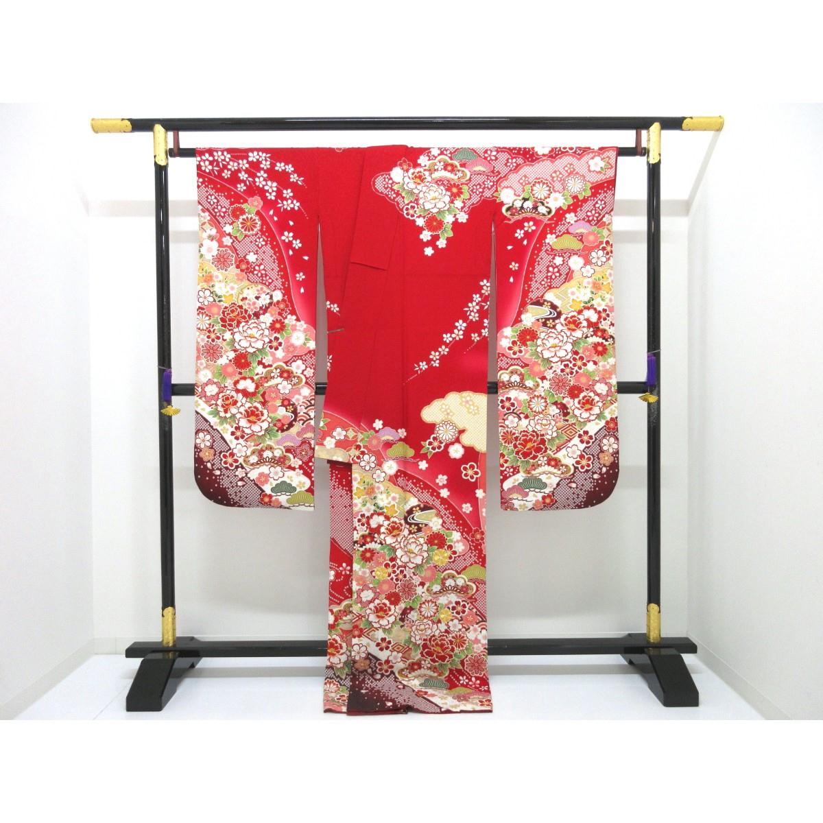 振袖　友禅金彩加工　刺繍入りボカシ染