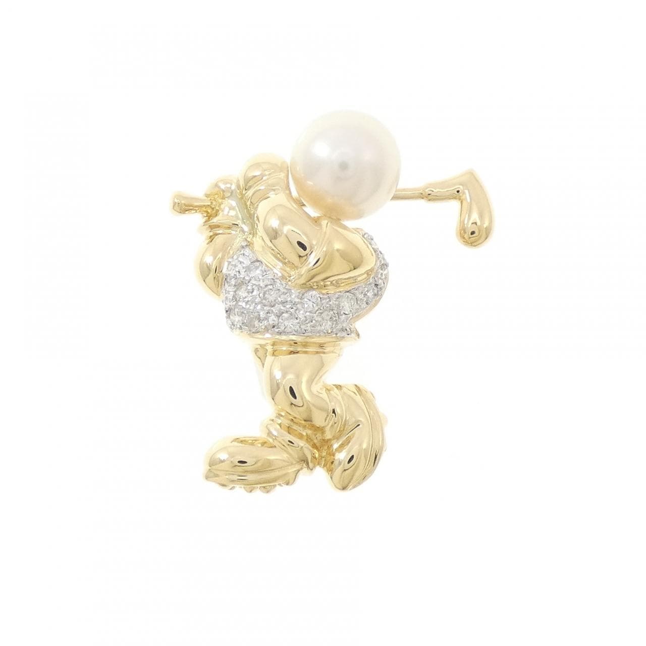 750YG/750WG アコヤパール ブローチ 7.4mm