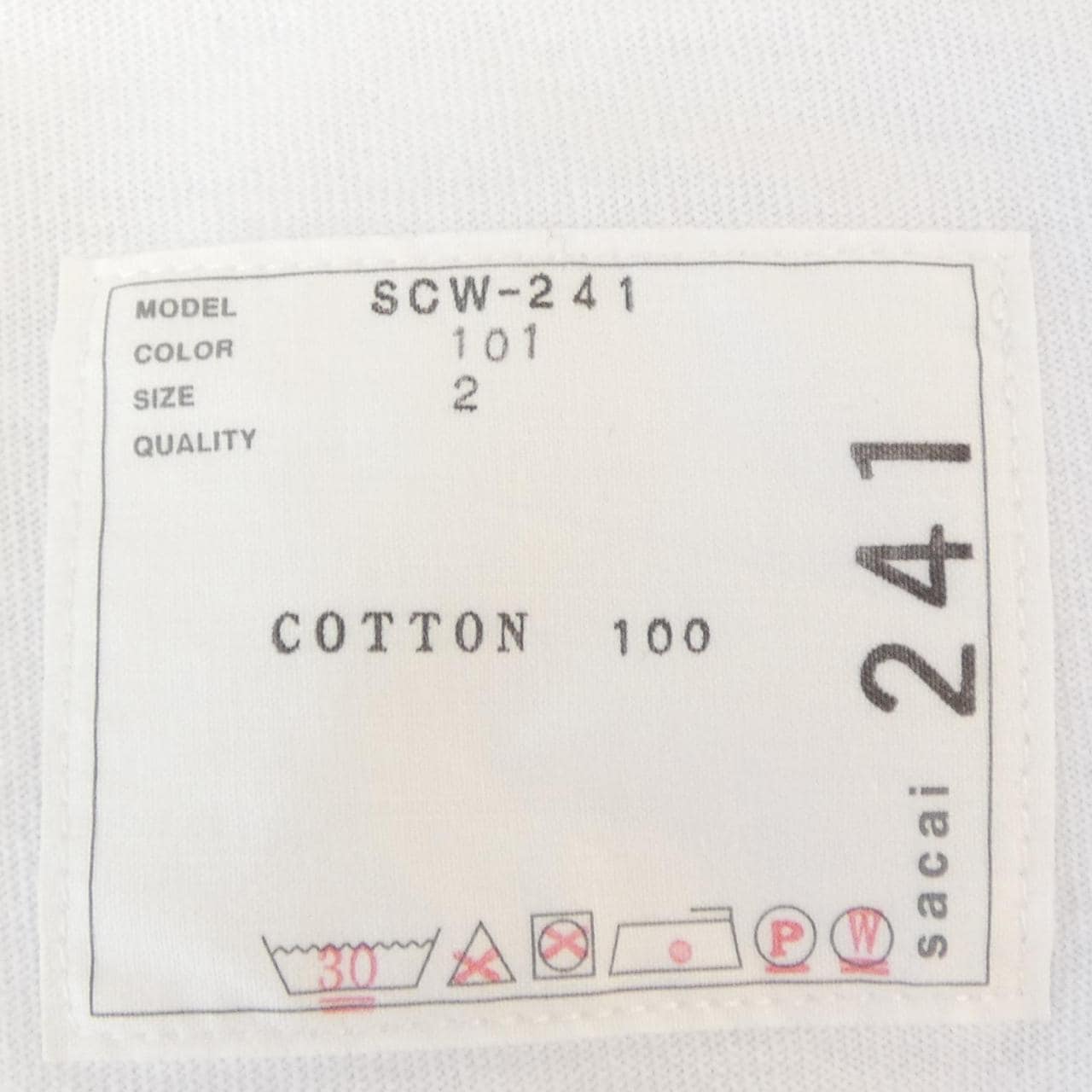 サカイ SACAI S COTTON JERSEY T-SHIRT SCW-241 Tシャツ