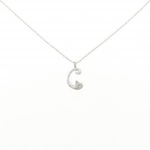 K10WG イニシャルC ダイヤモンド ネックレス 0.01CT