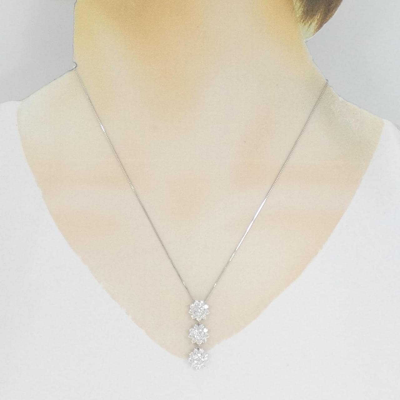 K18WG ダイヤモンド ネックレス 0.777CT