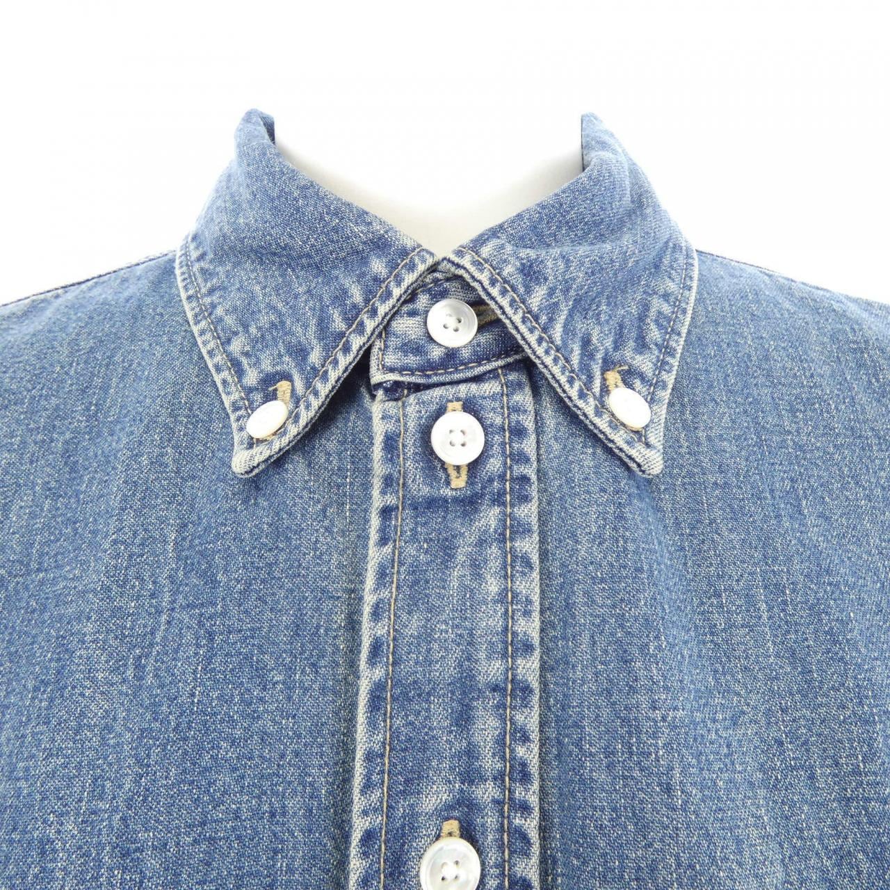 セリーヌ CELINE ユニオンオーシャンウォッシュデニム クロップドシャツ トリオンフ 2T187459N シャツ