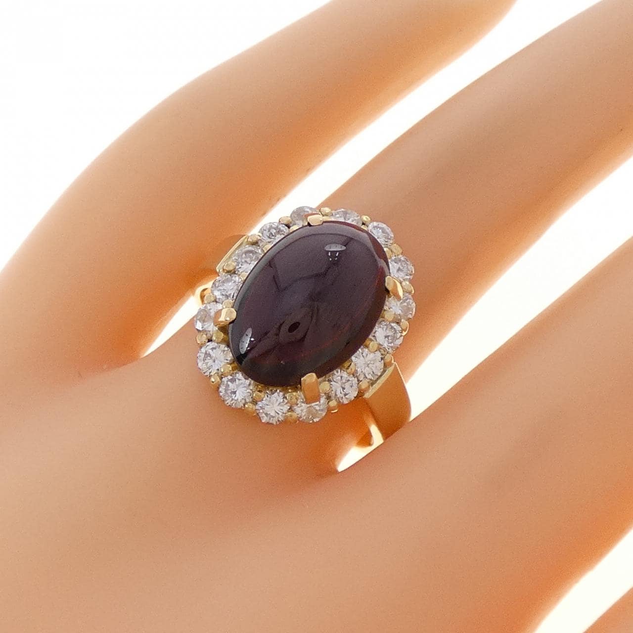 K18YG ガーネット リング 5.72CT