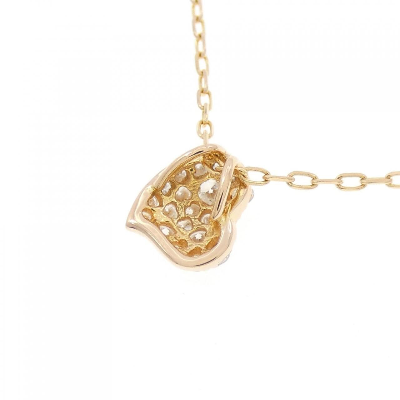 K18YG ハート パヴェ ダイヤモンド ネックレス 0.17CT