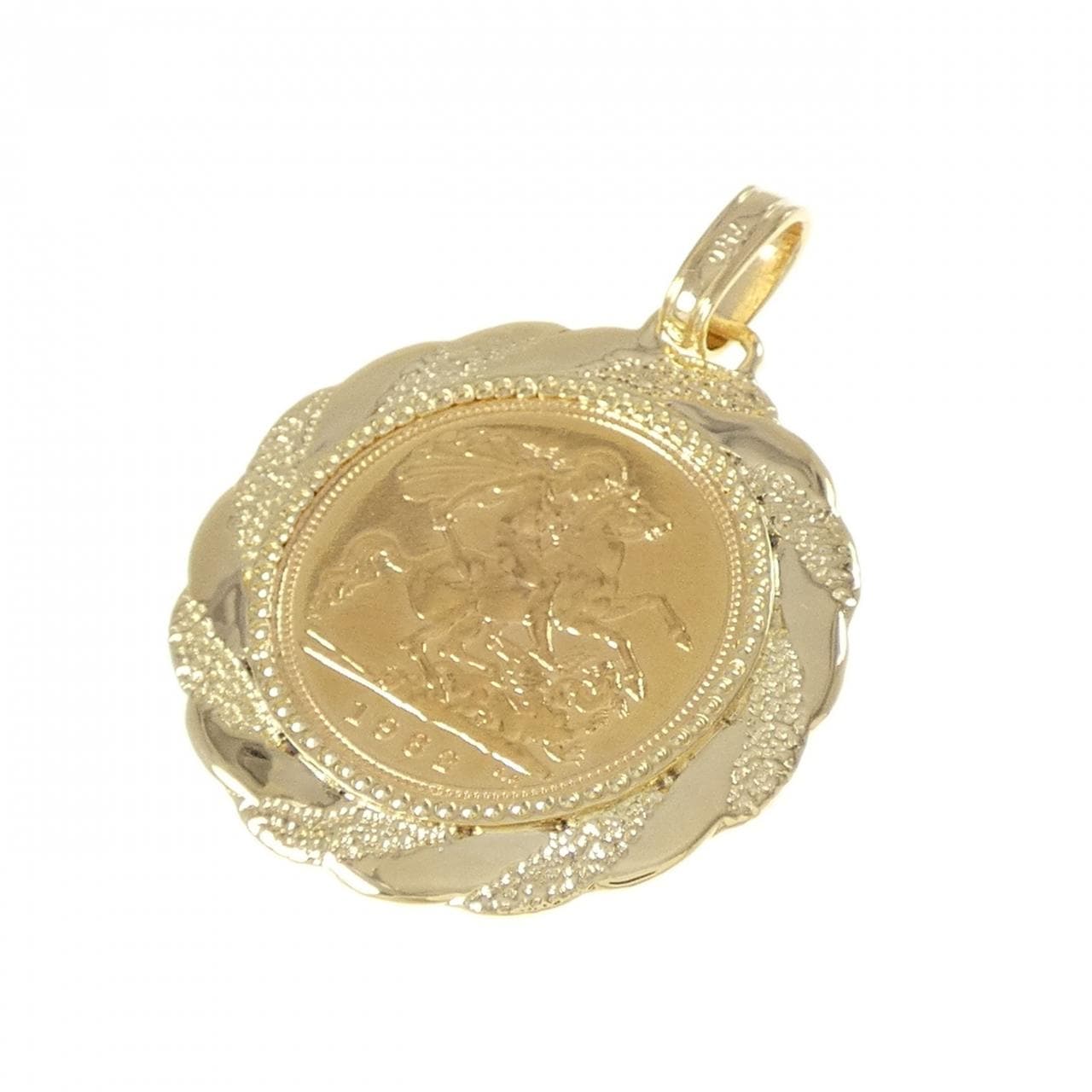 750YG (frame) coin pendant