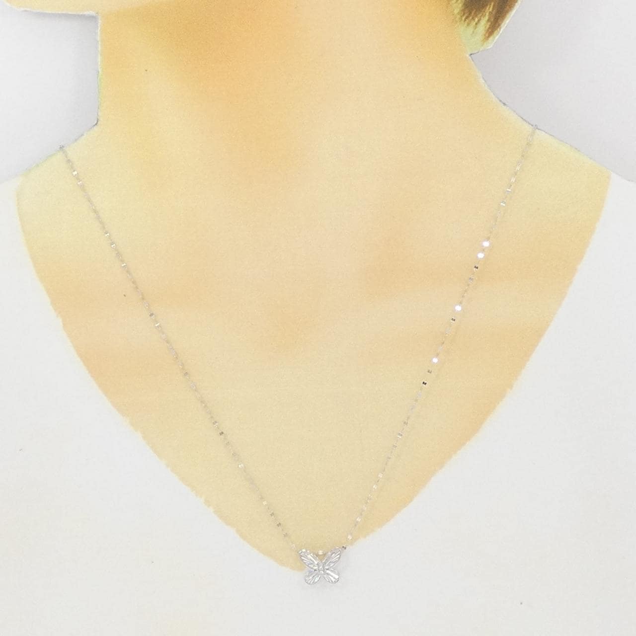 【新品】K18WG バタフライ ダイヤモンド ネックレス 0.01CT