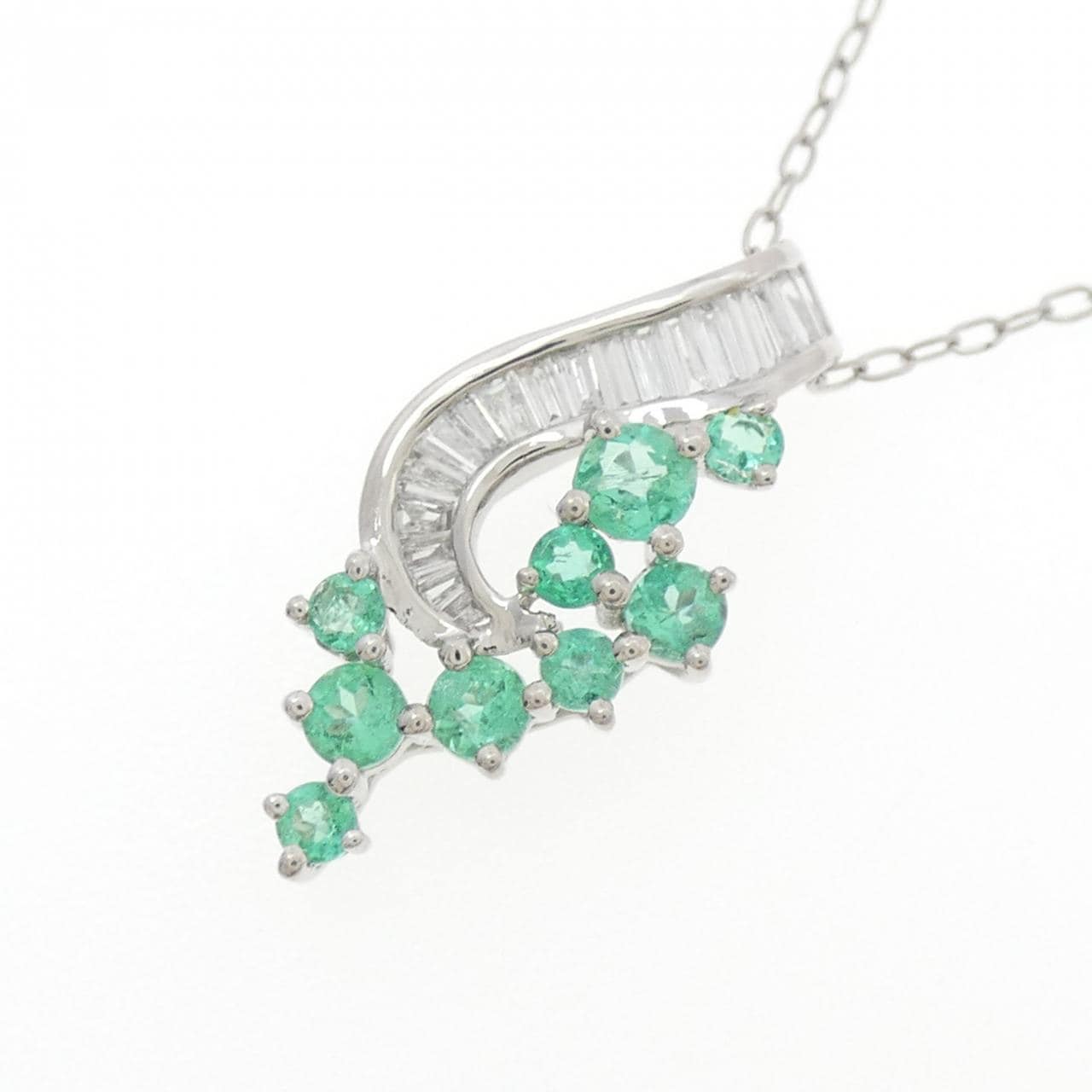 PT950/PT850 エメラルド ネックレス 0.40CT
