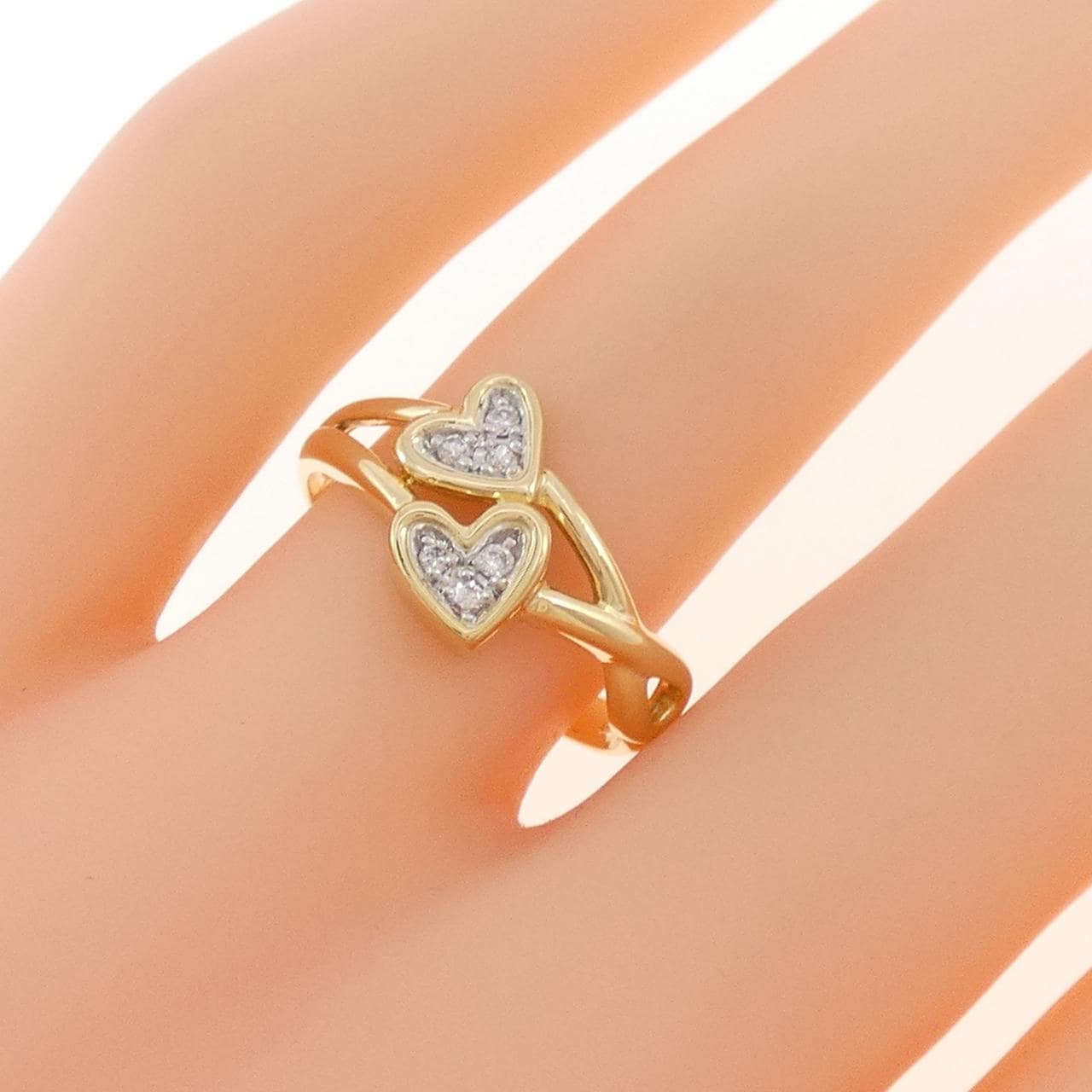 K18YG/PT900 心形钻石戒指 0.06CT