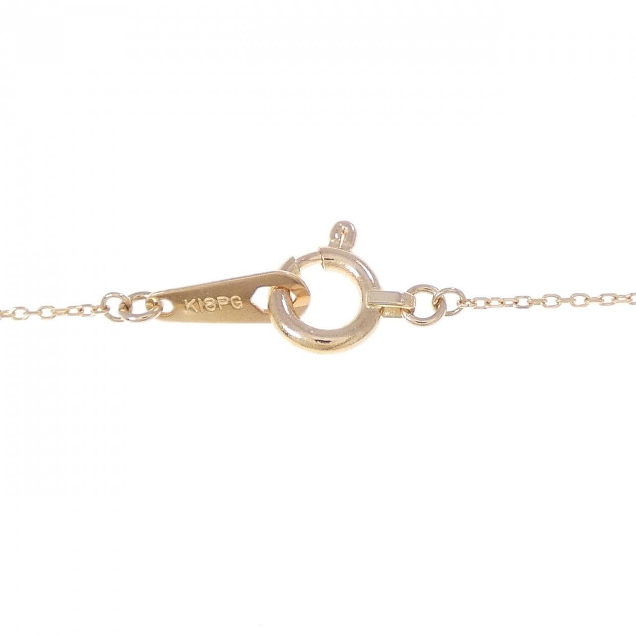 K18PG フラワー ダイヤモンド ネックレス 0.04CT