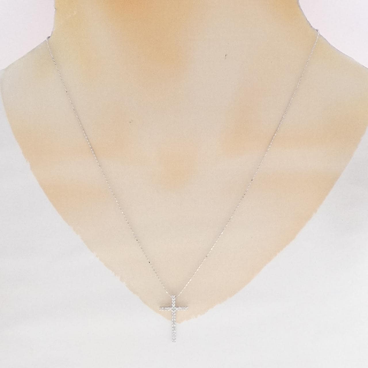 K18WG クロス ダイヤモンド ネックレス 0.20CT
