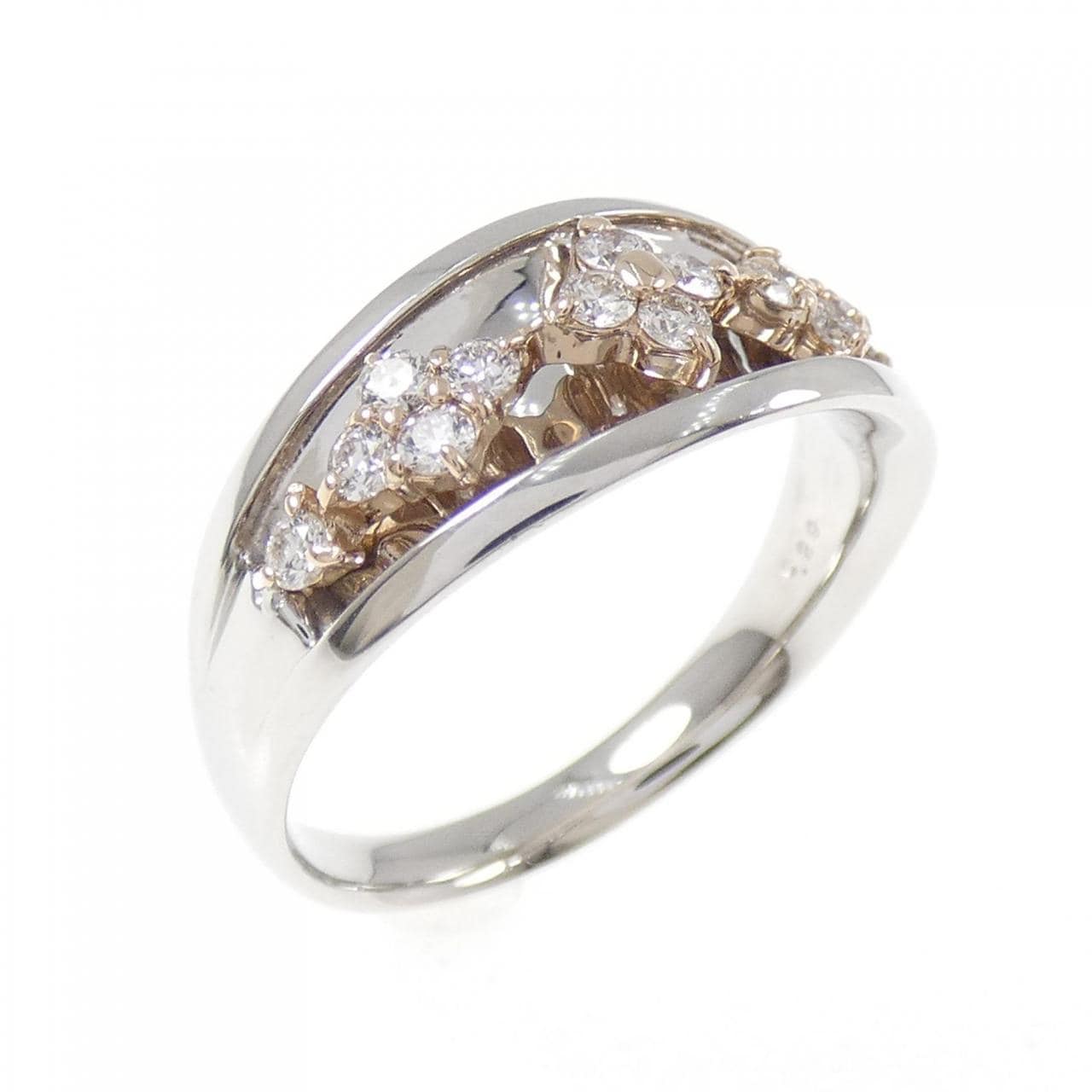 PT900/K18PG フラワー ダイヤモンド リング 0.29CT