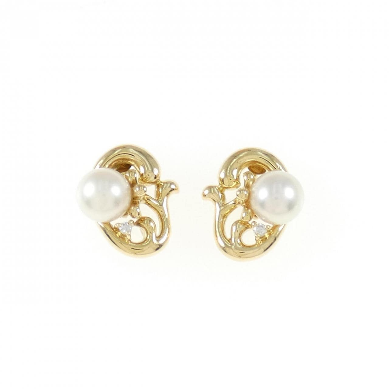 K18YG Akoya pearl earrings 6.6mm