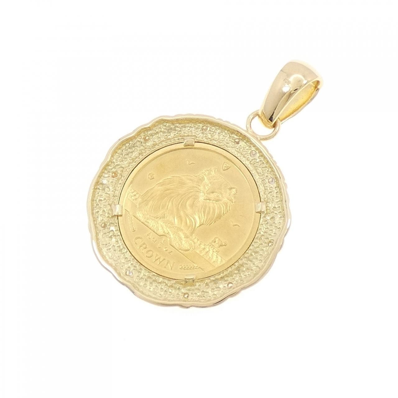 K18YG (frame) Diamond coin pendant
