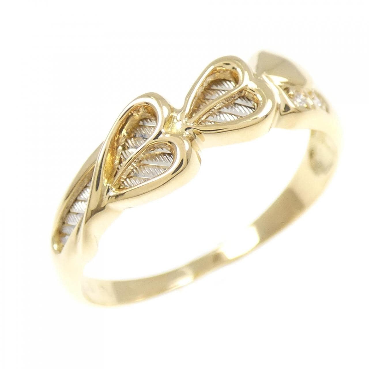 K18YG/PT900 ハート ダイヤモンド リング