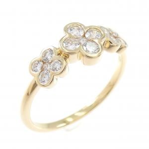 K18YG フラワー ダイヤモンド リング 0.45CT