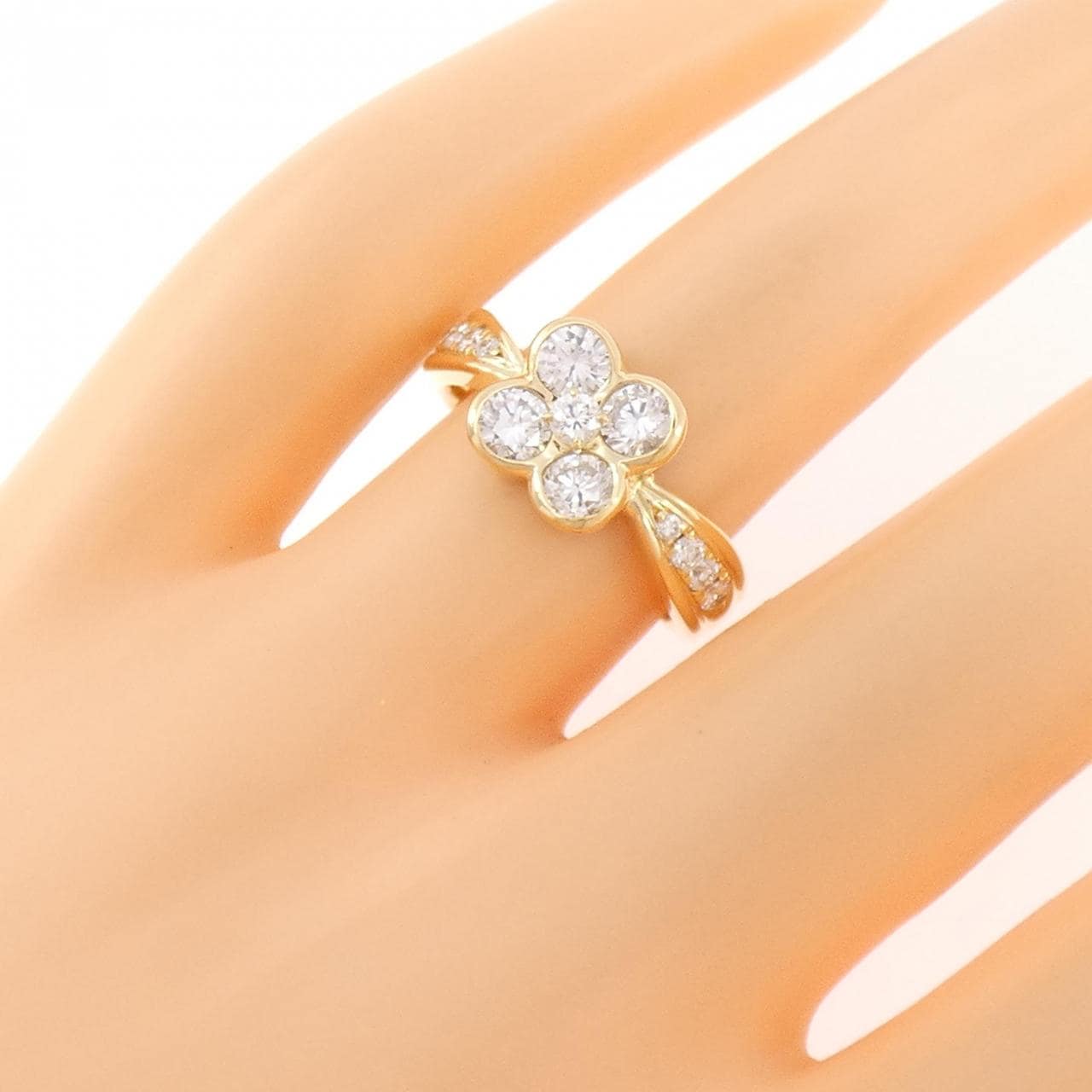 K18YG フラワー ダイヤモンド リング 1.00CT