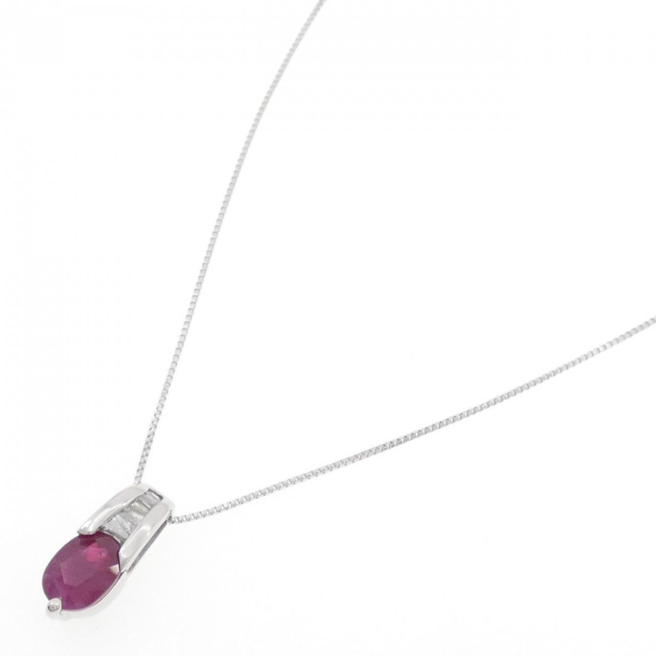 K18WG ルビー ネックレス 1.05CT