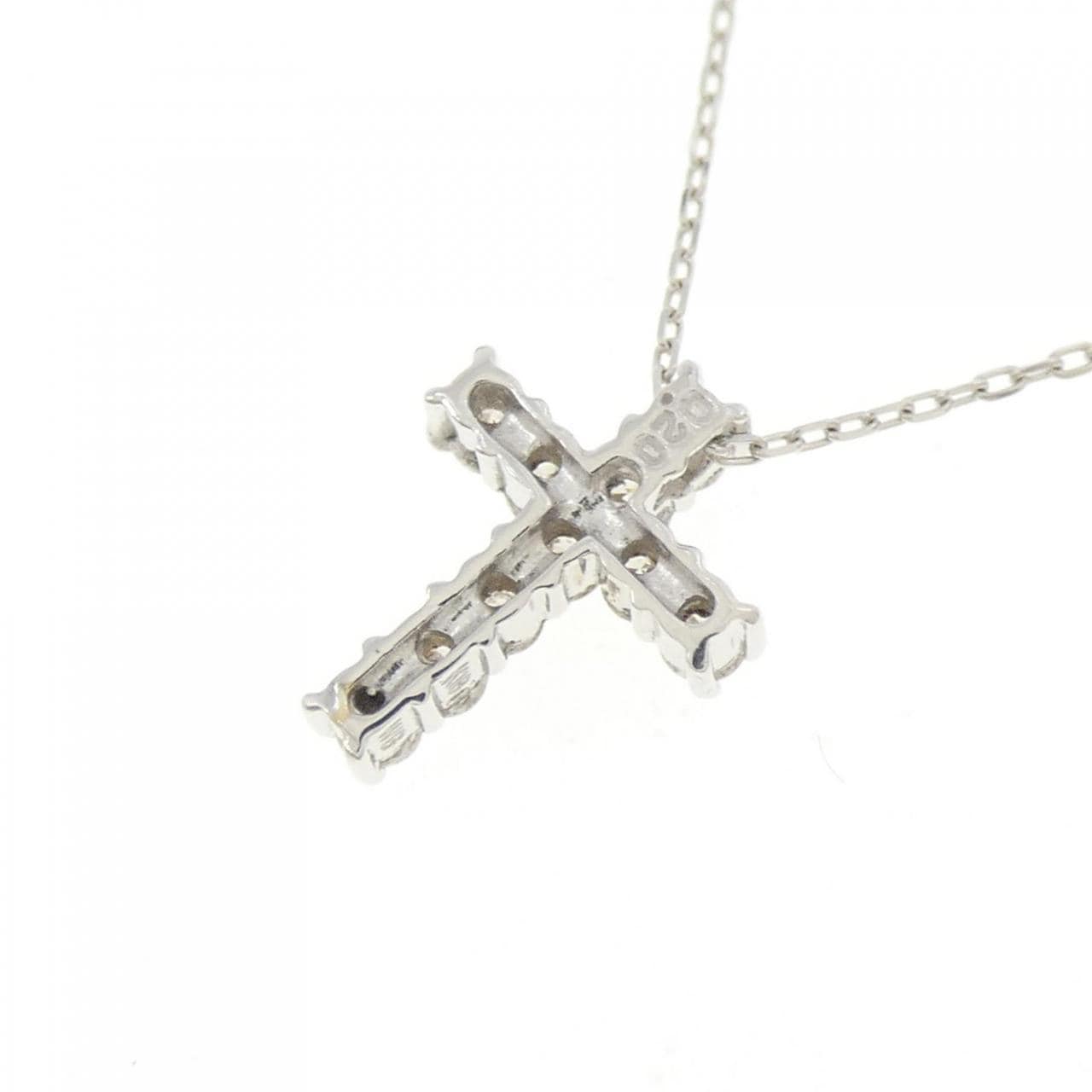 K18WG クロス ダイヤモンド ネックレス 0.20CT