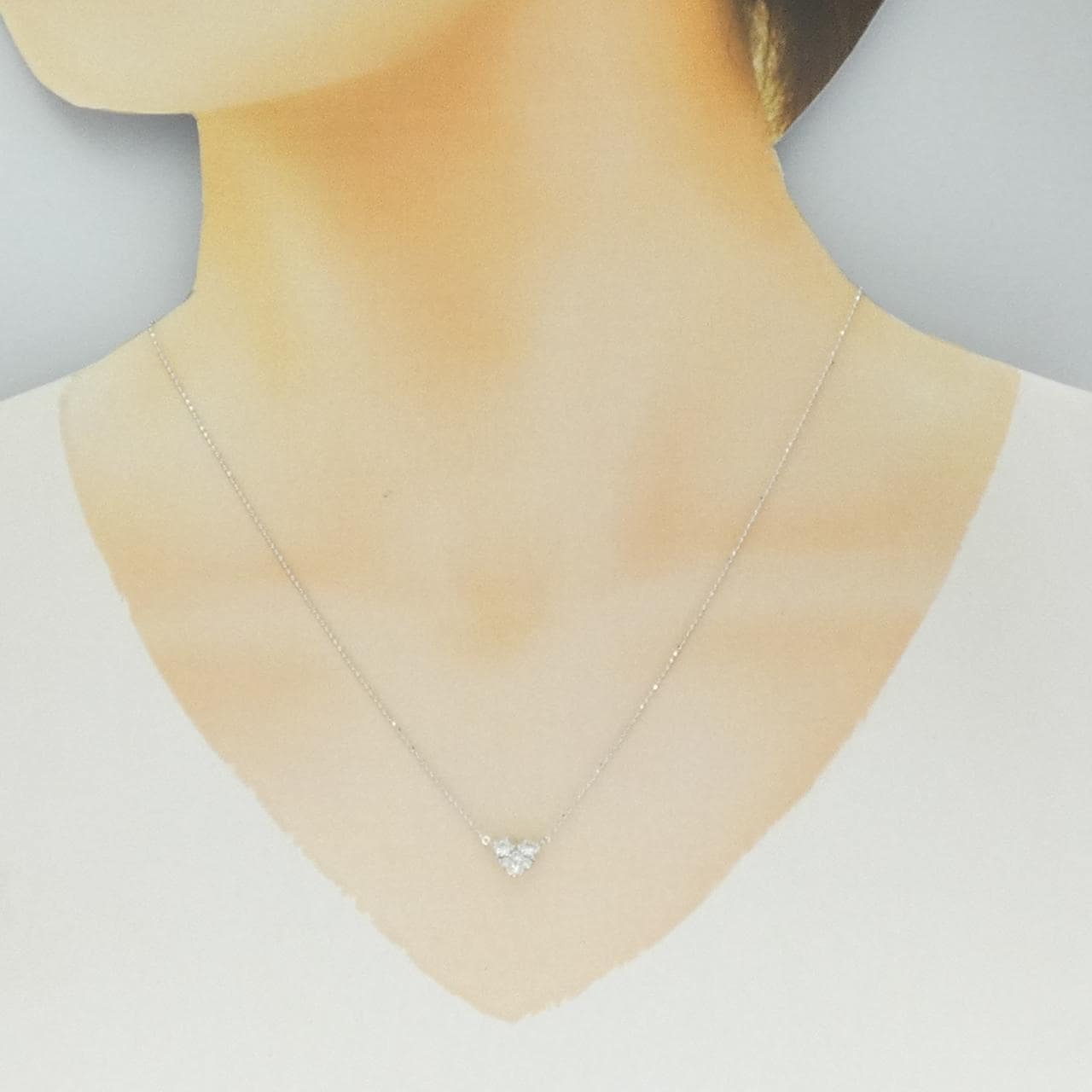 K18WG ハート ダイヤモンド ネックレス