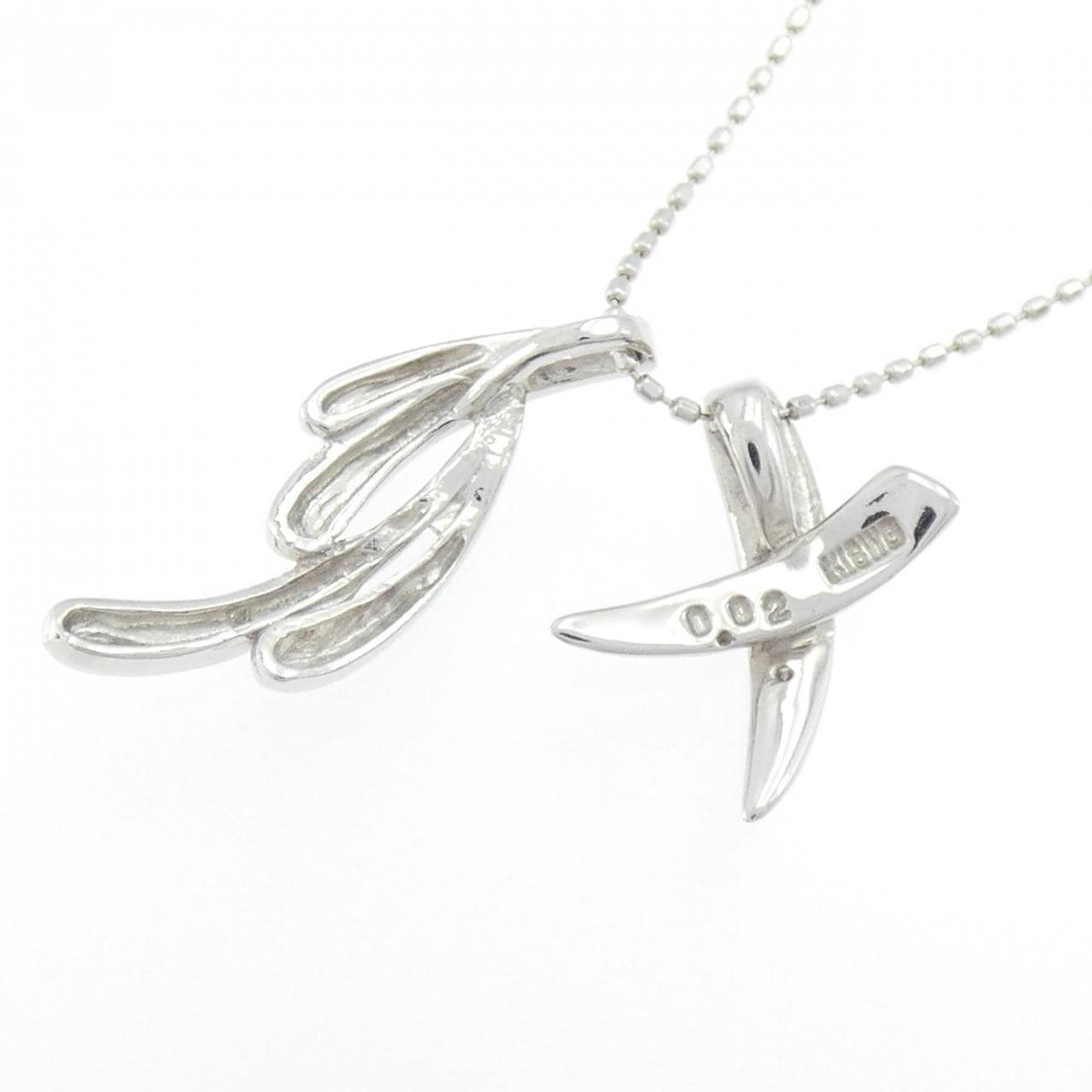 K18WG/PT950 2WAY ダイヤモンド ネックレス 0.02CT