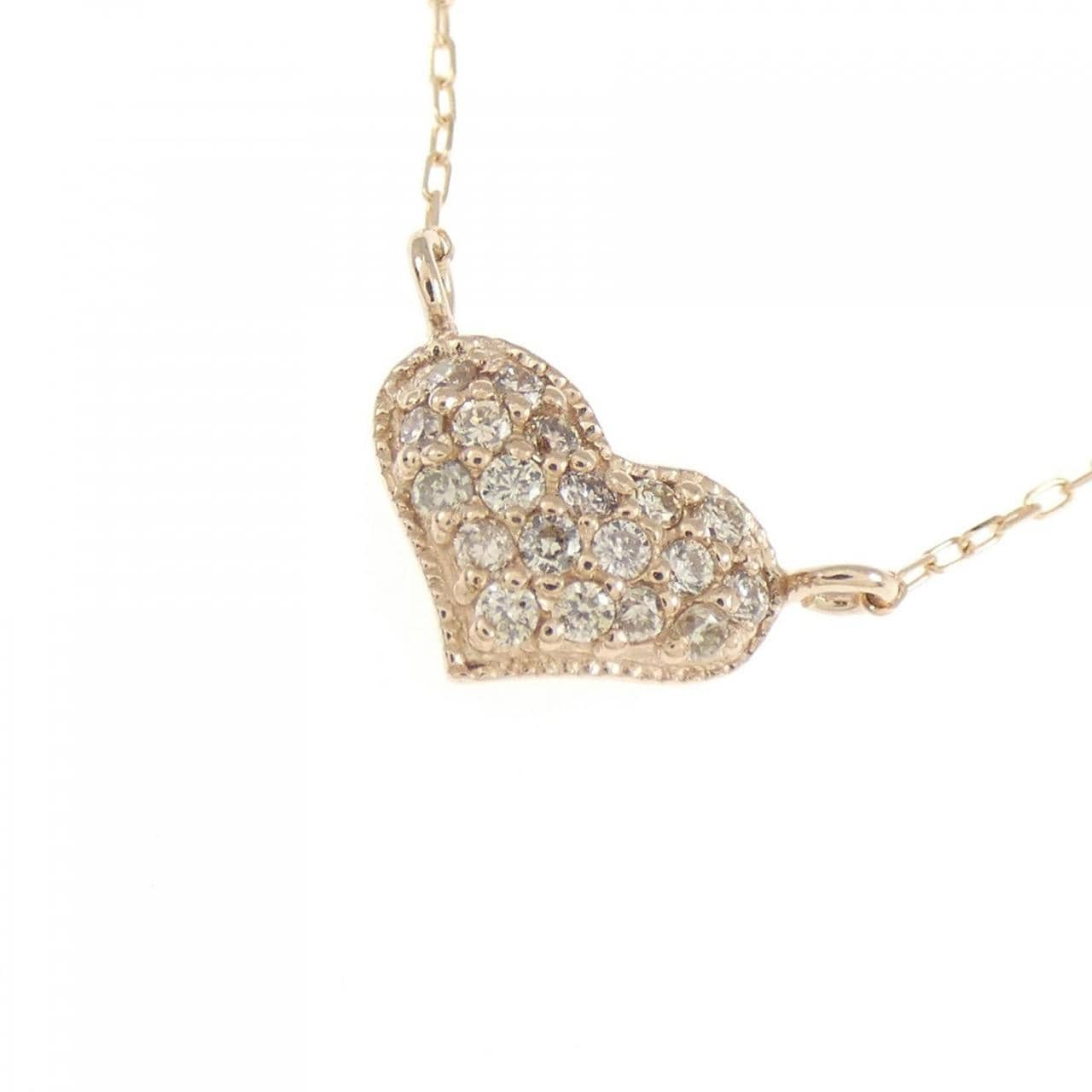 K18PG ハート ダイヤモンド ネックレス 0.10CT