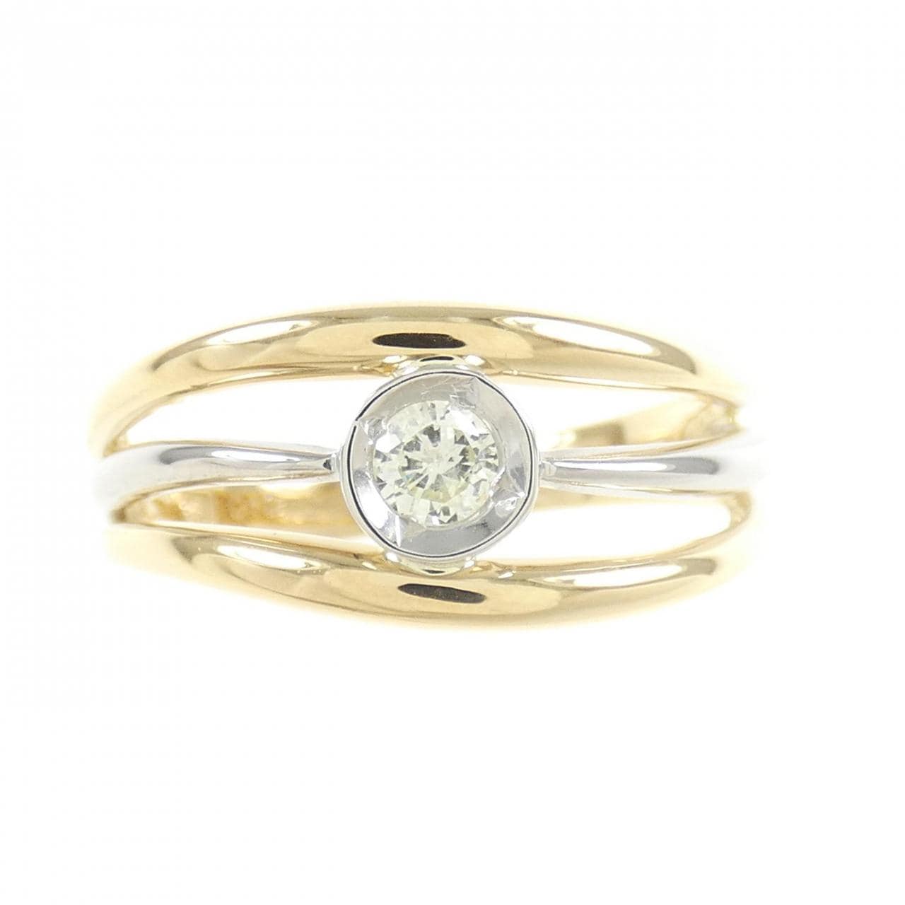 K18YG/PT ダイヤモンド リング 0.10CT