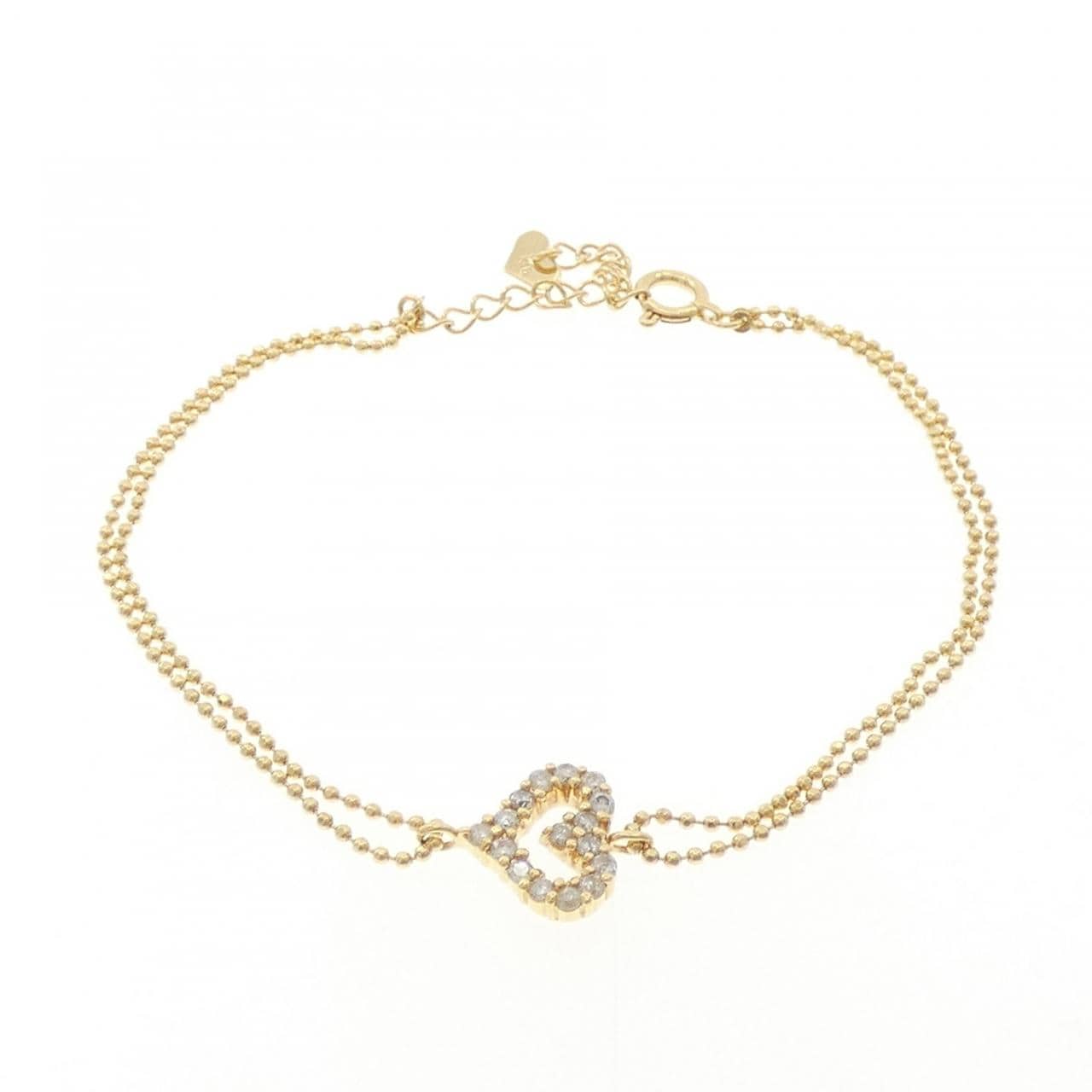 K18YG ハート ダイヤモンド ブレスレット 0.20CT