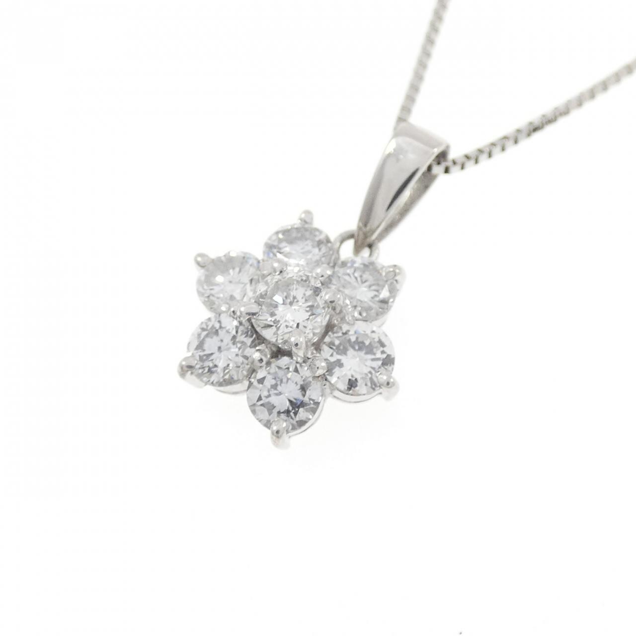 PT900/PT850 フラワー ダイヤモンド ネックレス 1.00CT