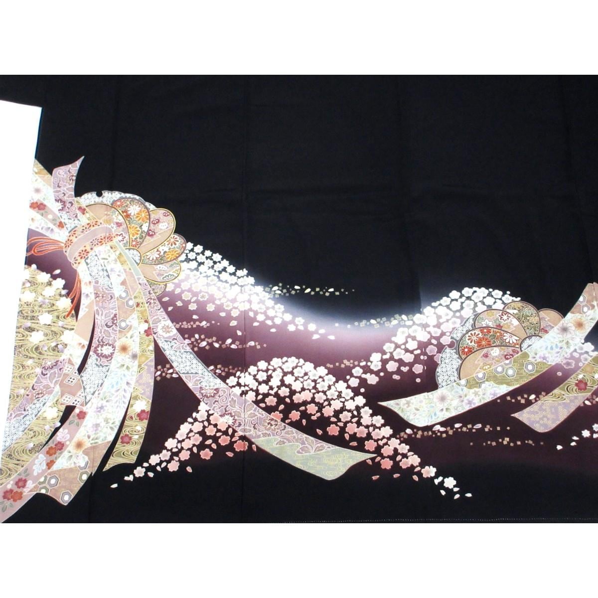 留袖　友禅金彩加工　刺繍入り　丸に木瓜