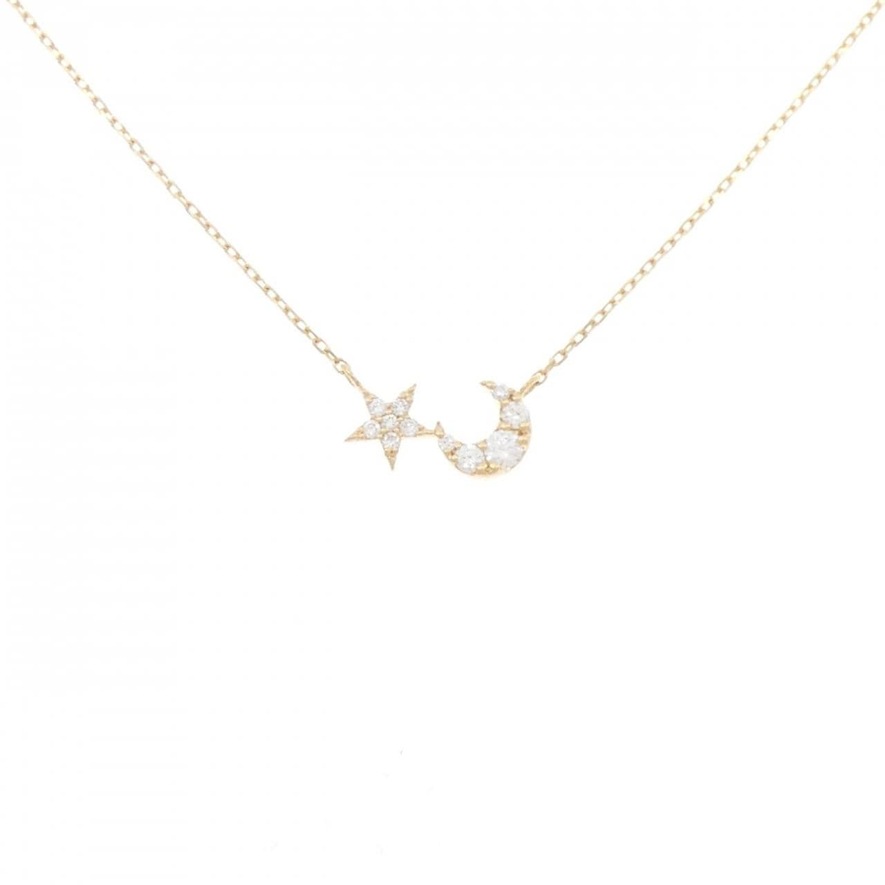 K18YG スター×ムーン ダイヤモンド ネックレス 0.12CT