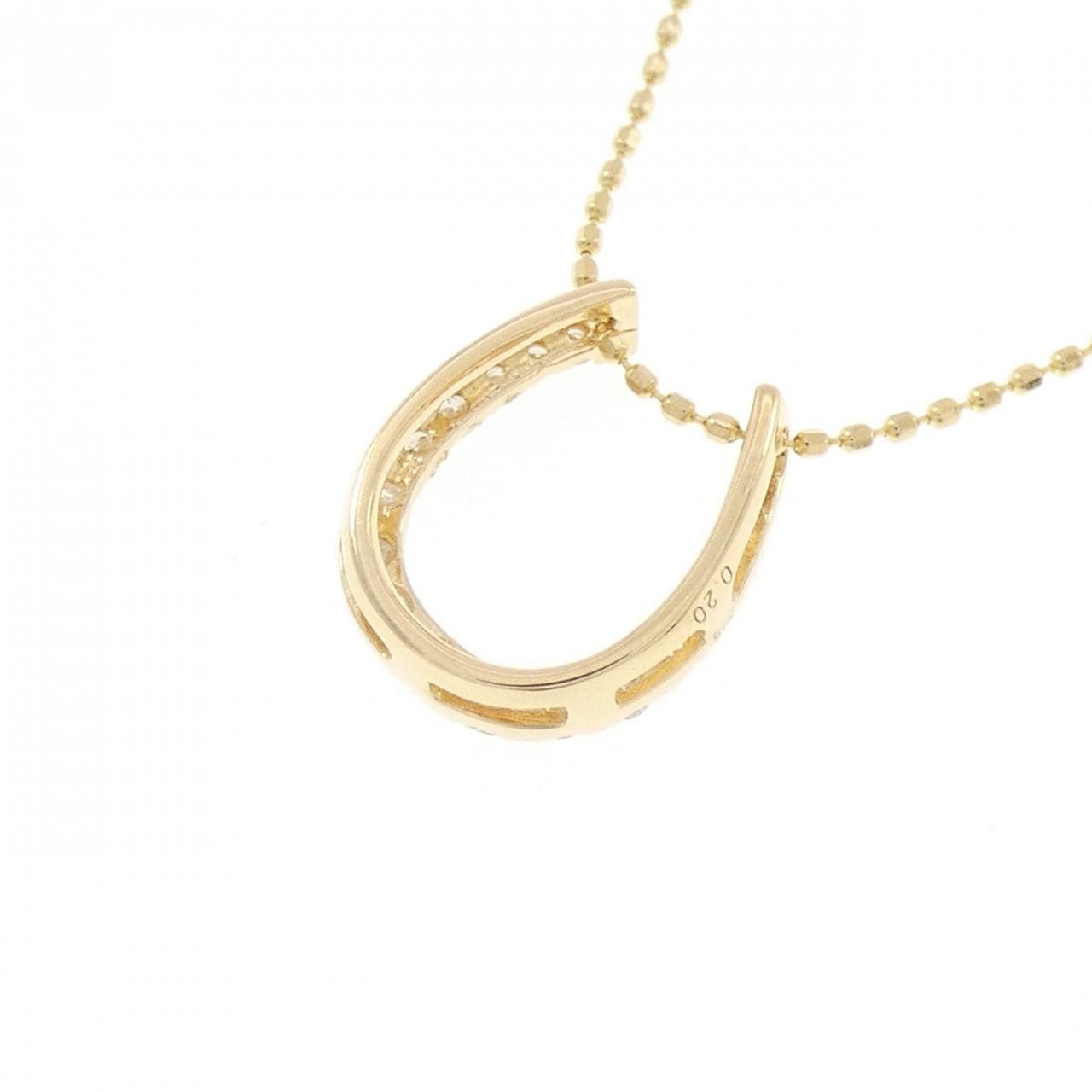 K18YG ホースシュー ダイヤモンド ネックレス 0.20CT