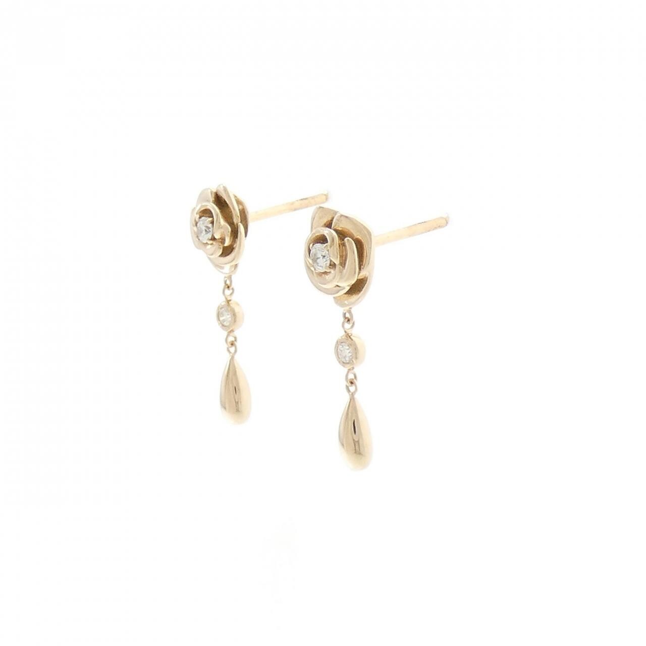 K18PG Rose Diamond Earrings 0.10CT