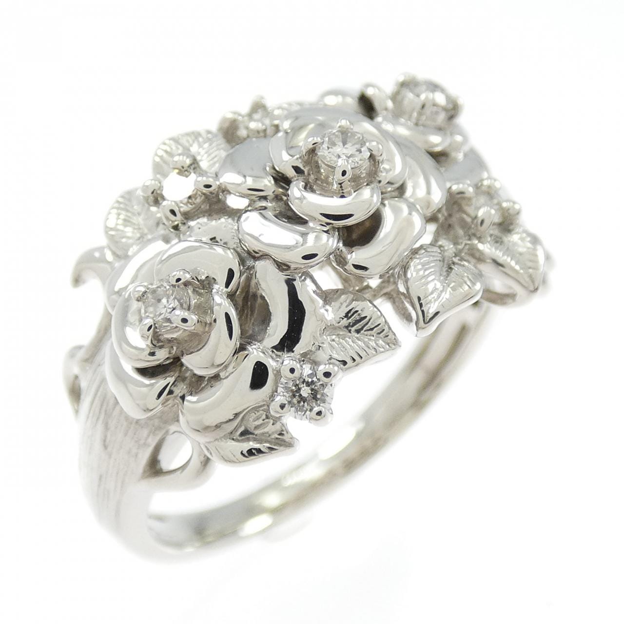 PT999 フラワー ダイヤモンド リング 0.16CT