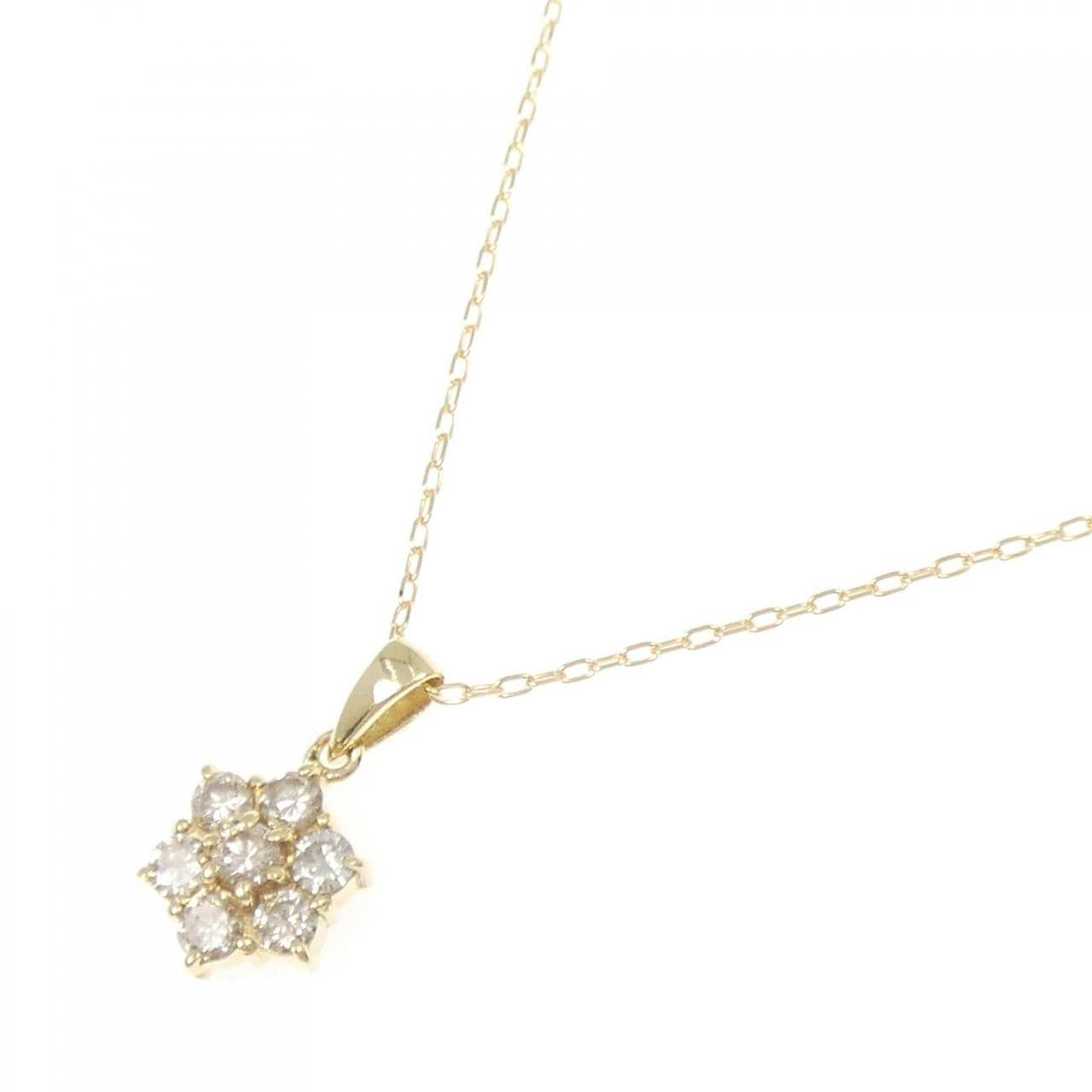 K18YG フラワー ダイヤモンド ネックレス 0.50CT