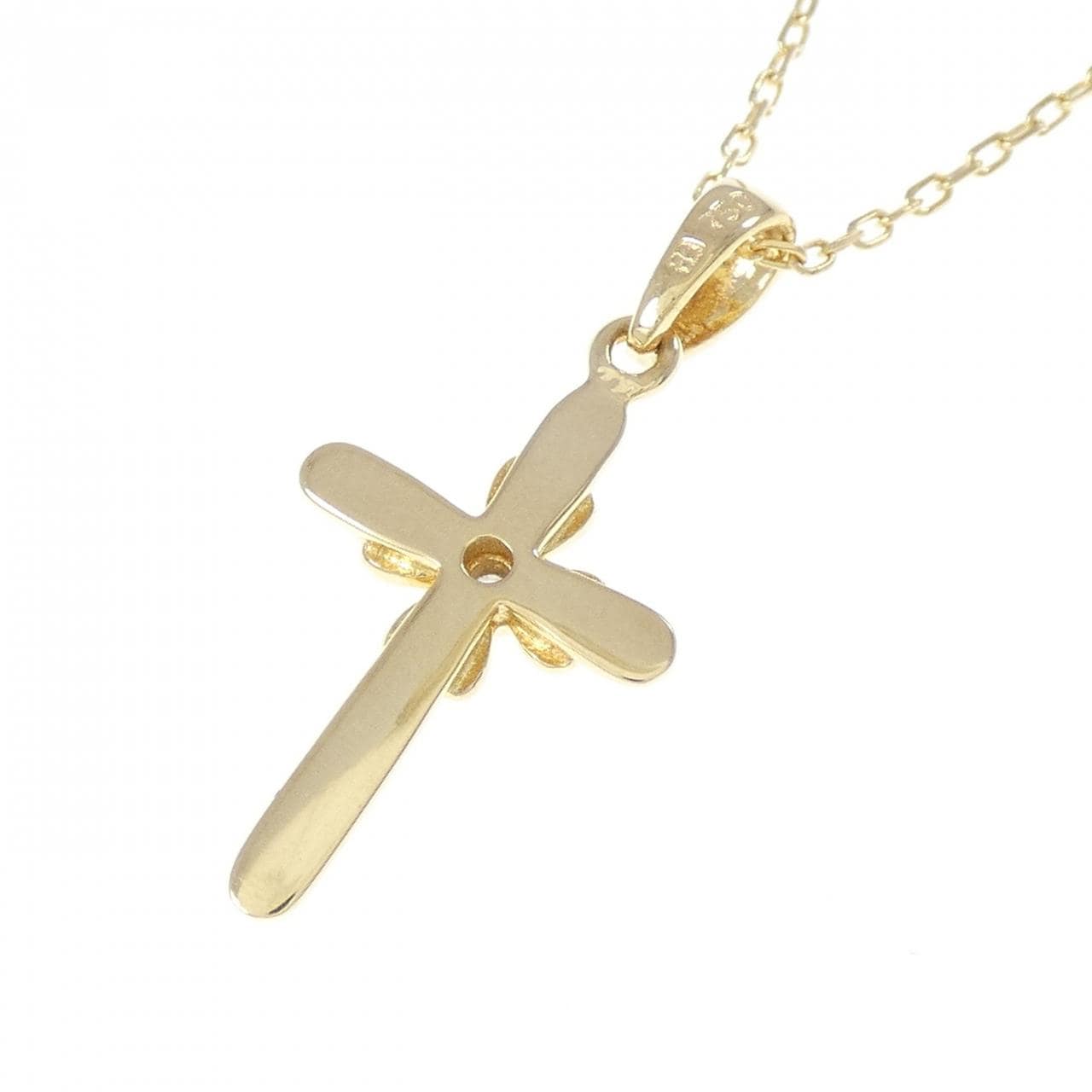 750YG/K18YG クロス ダイヤモンド ネックレス