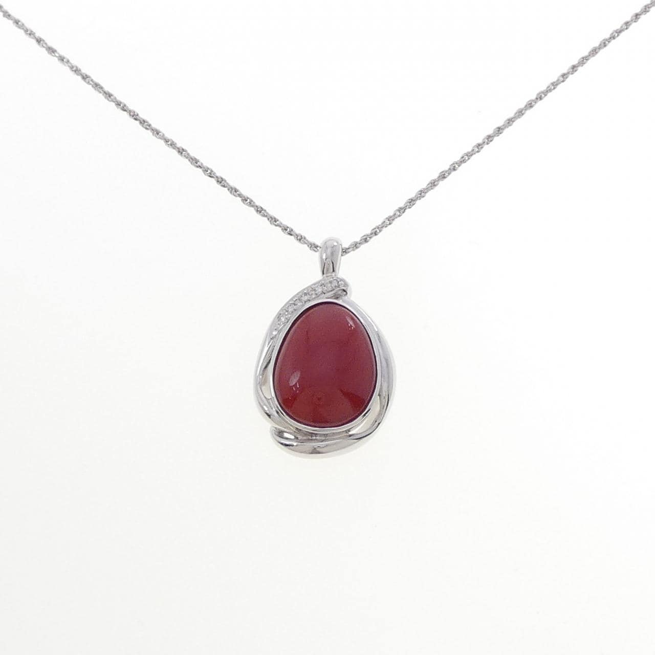 PT900/PT850 サンゴ ネックレス 5.92CT