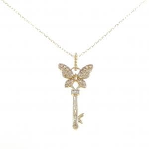 K18YG バタフライ×キー ダイヤモンド ネックレス 0.45CT