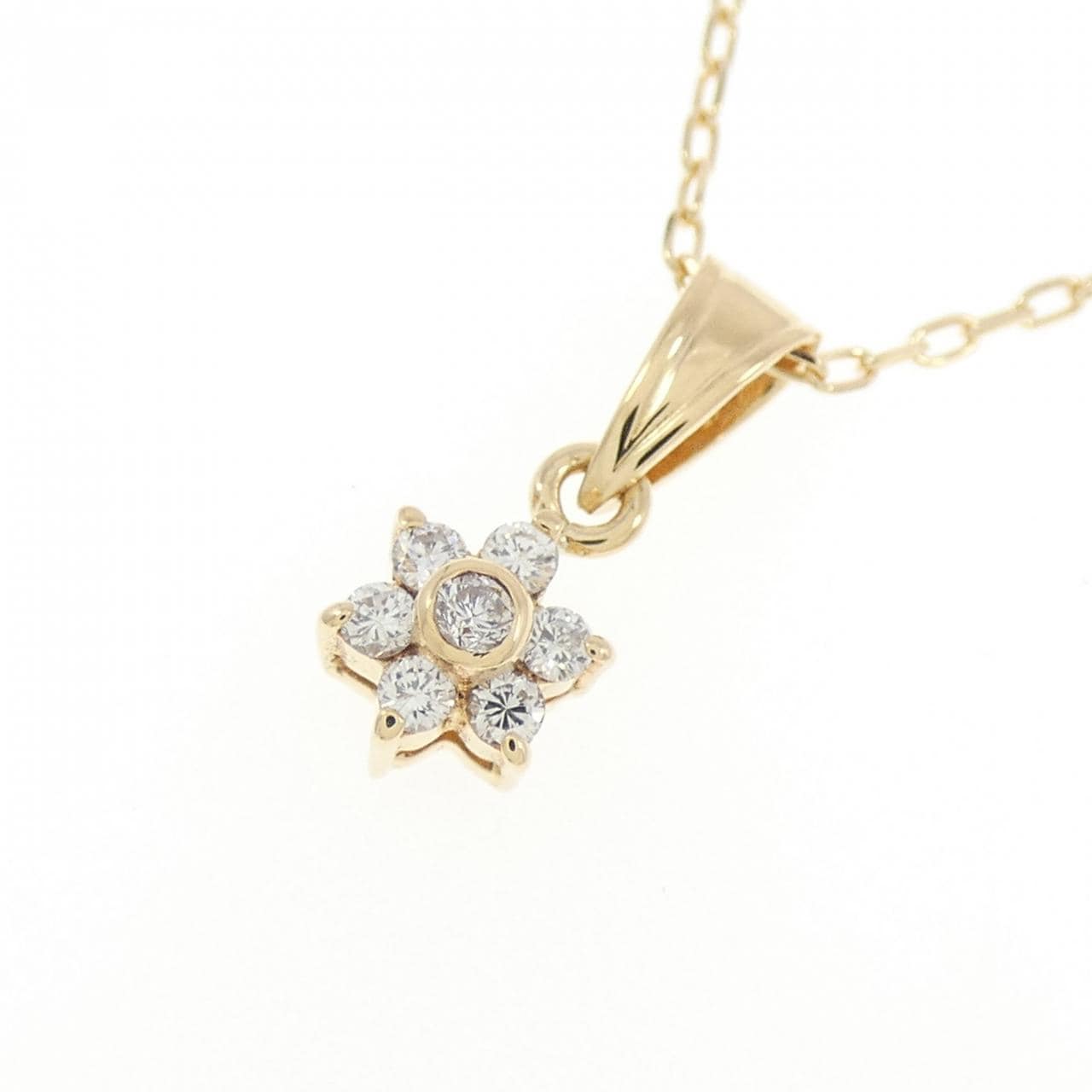 K18YG 花朵钻石项链 0.11CT