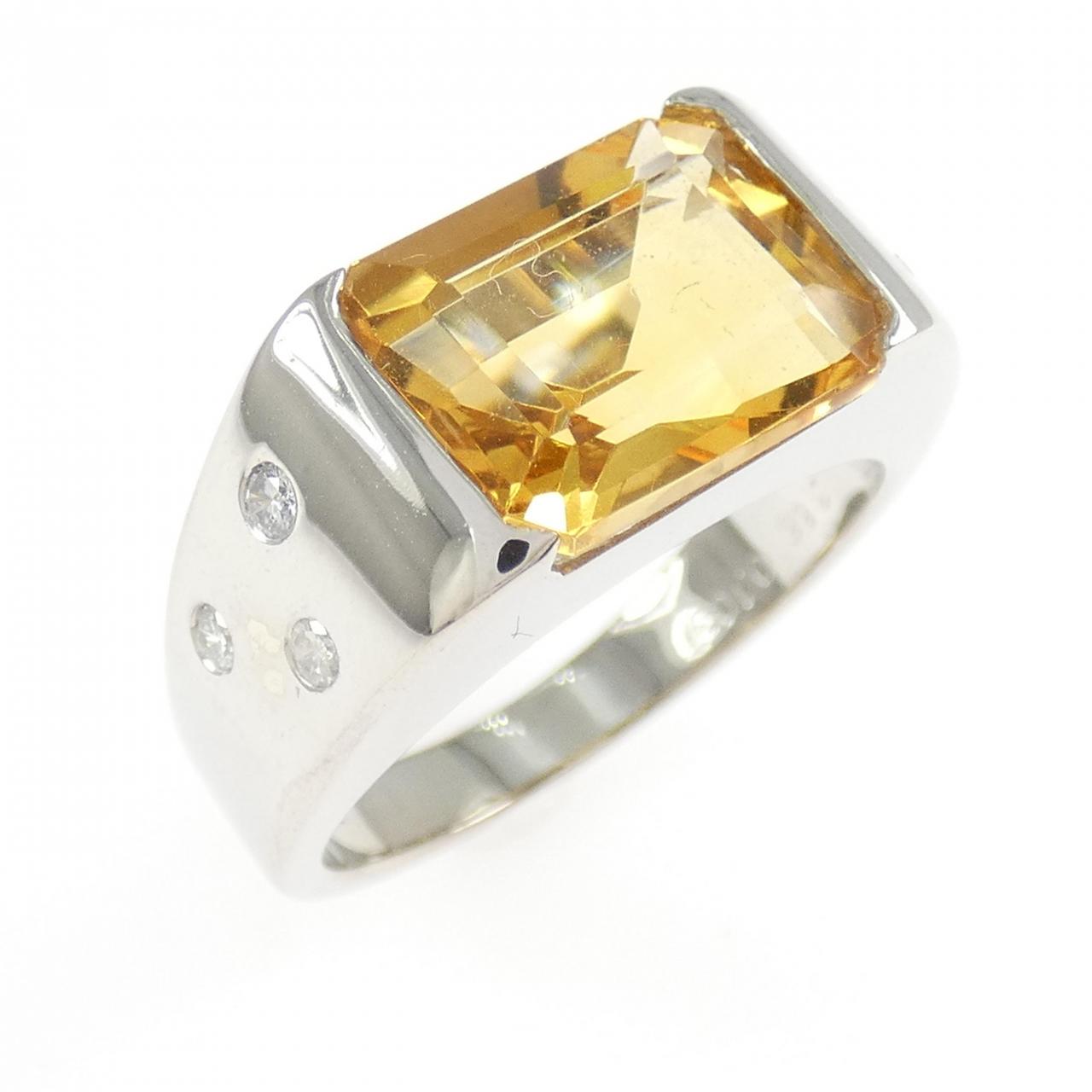 K18WG シトリン リング 3.66CT