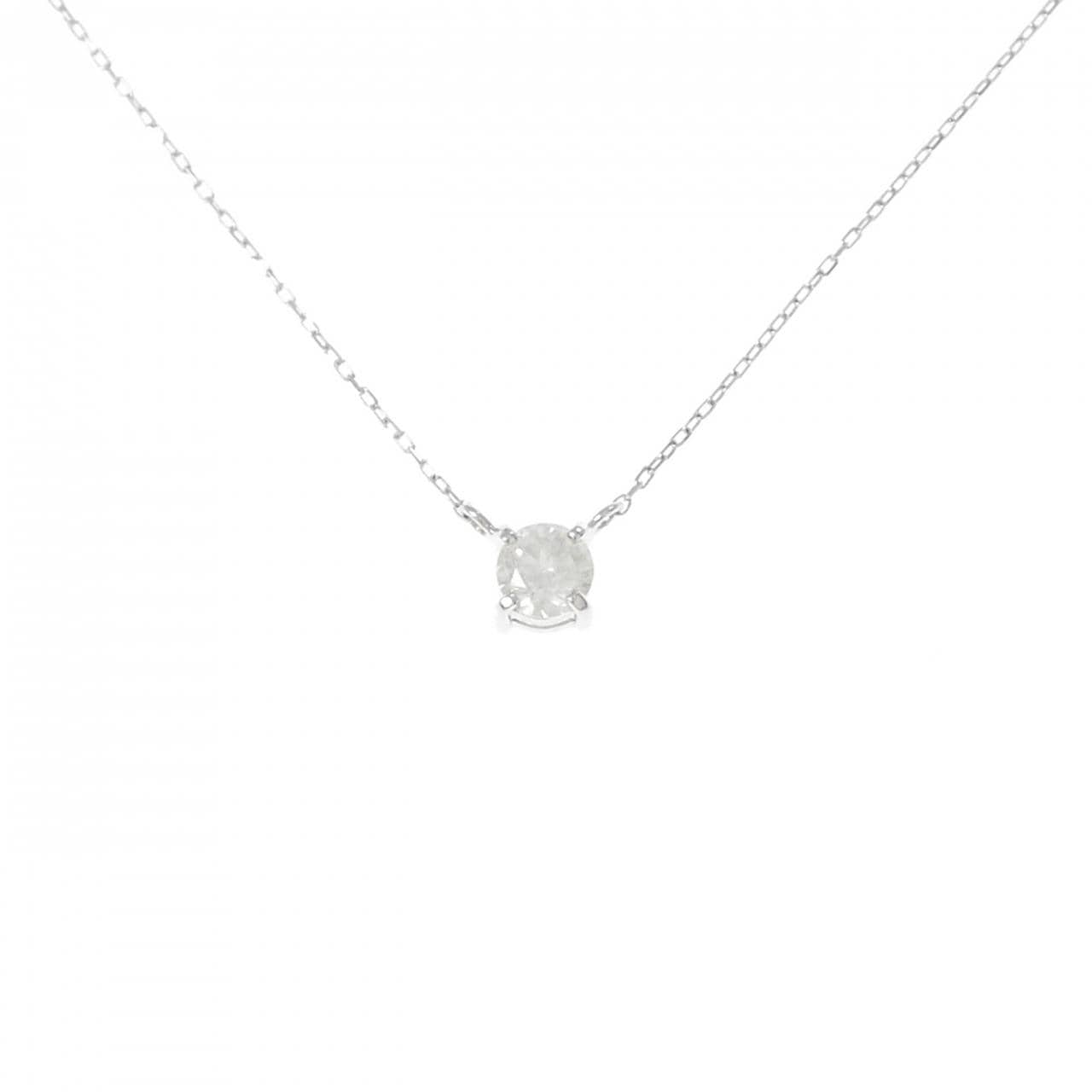 K10WG/PT900 ソリティア ダイヤモンド ネックレス 0.2CT