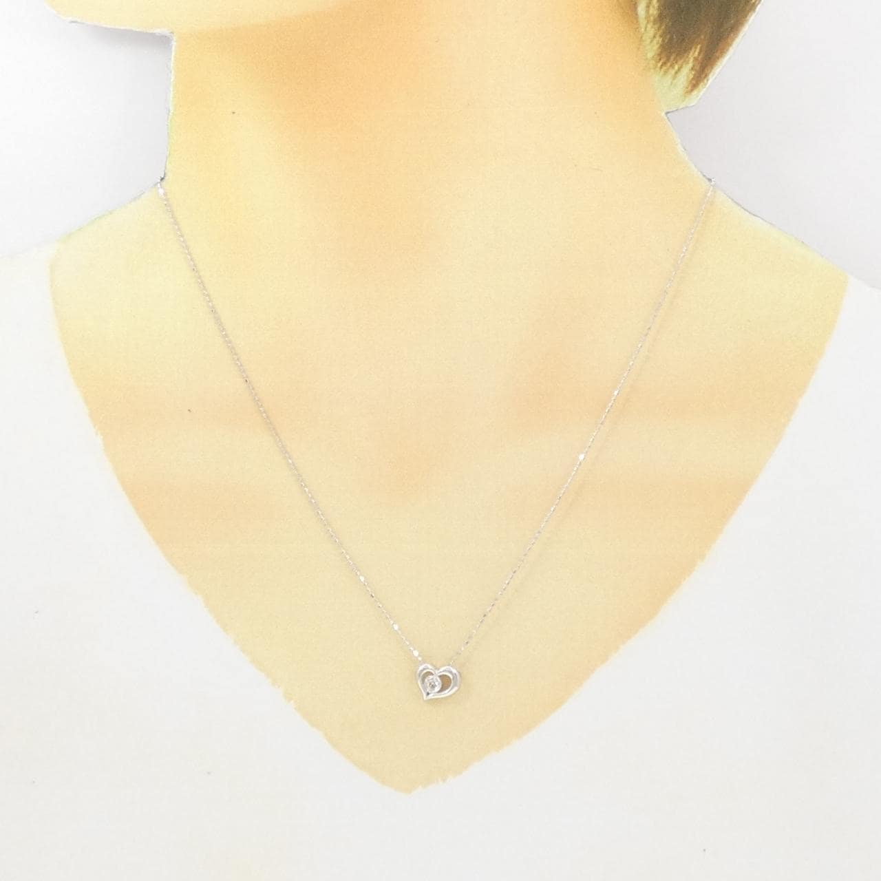 K18WG ハート ダイヤモンド ネックレス 0.05CT