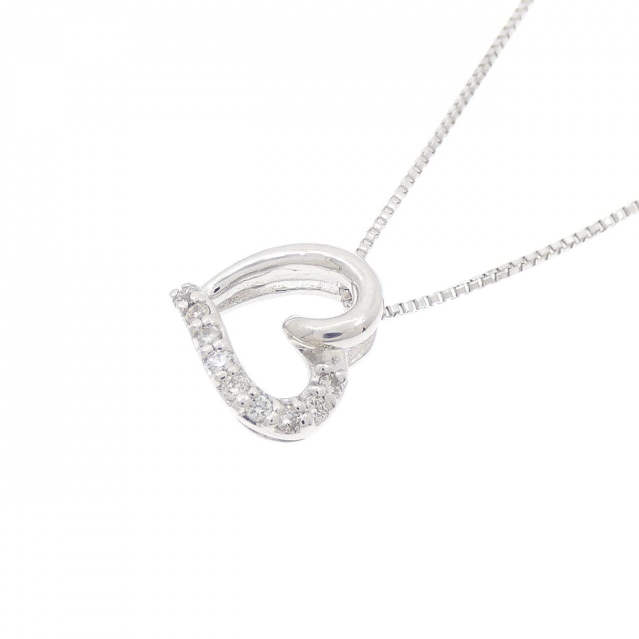 K18WG ハート ダイヤモンド ネックレス 0.04CT