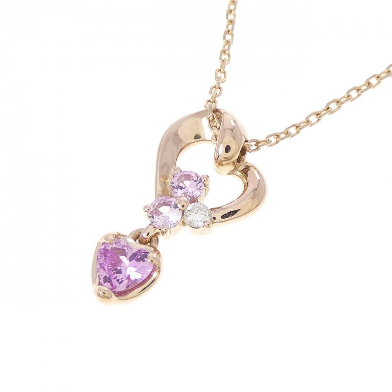 4゜C ハート 合成サファイヤ ネックレス