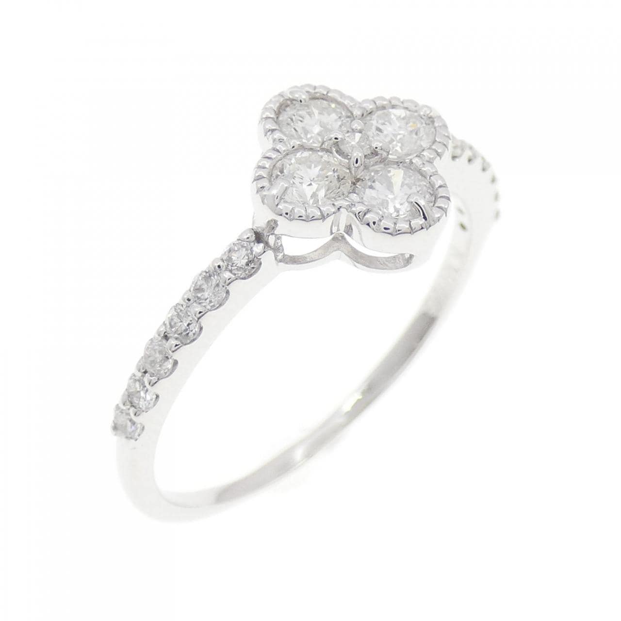 K18WG フラワー ダイヤモンド リング 0.50CT