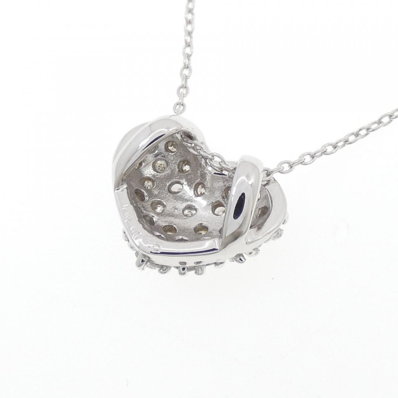 K18WG パヴェ ハート ダイヤモンド ネックレス 0.5CT