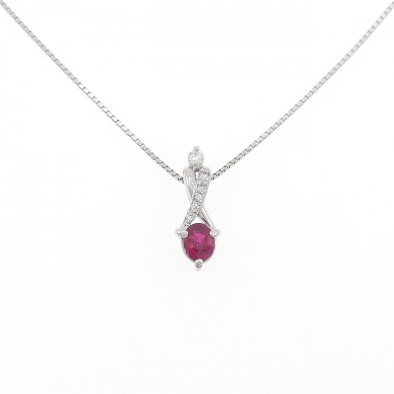 PT900/PT850 ルビー ネックレス 0.40CT