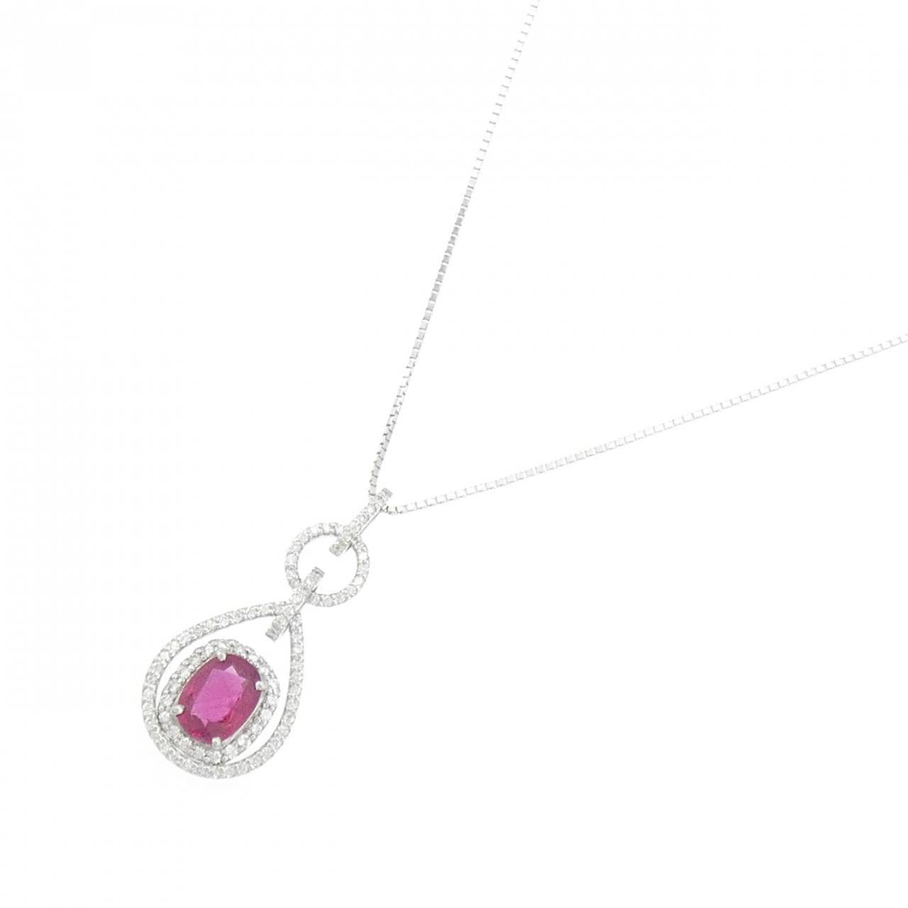 K18WG ルビー ネックレス 1.30CT