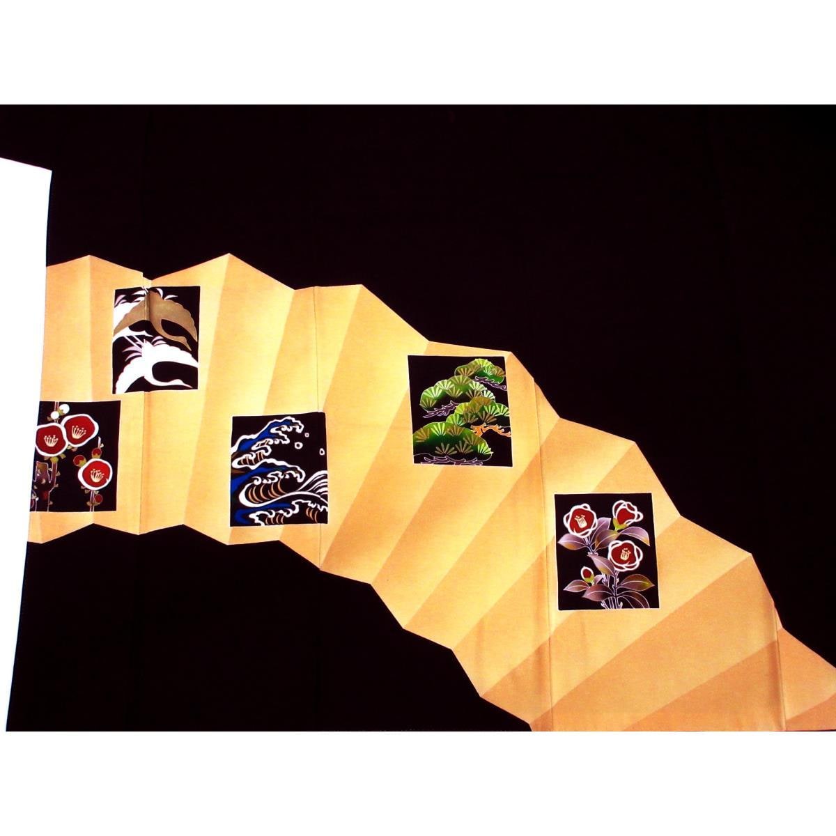 留袖　友禅金彩加工　刺繍入り　橘