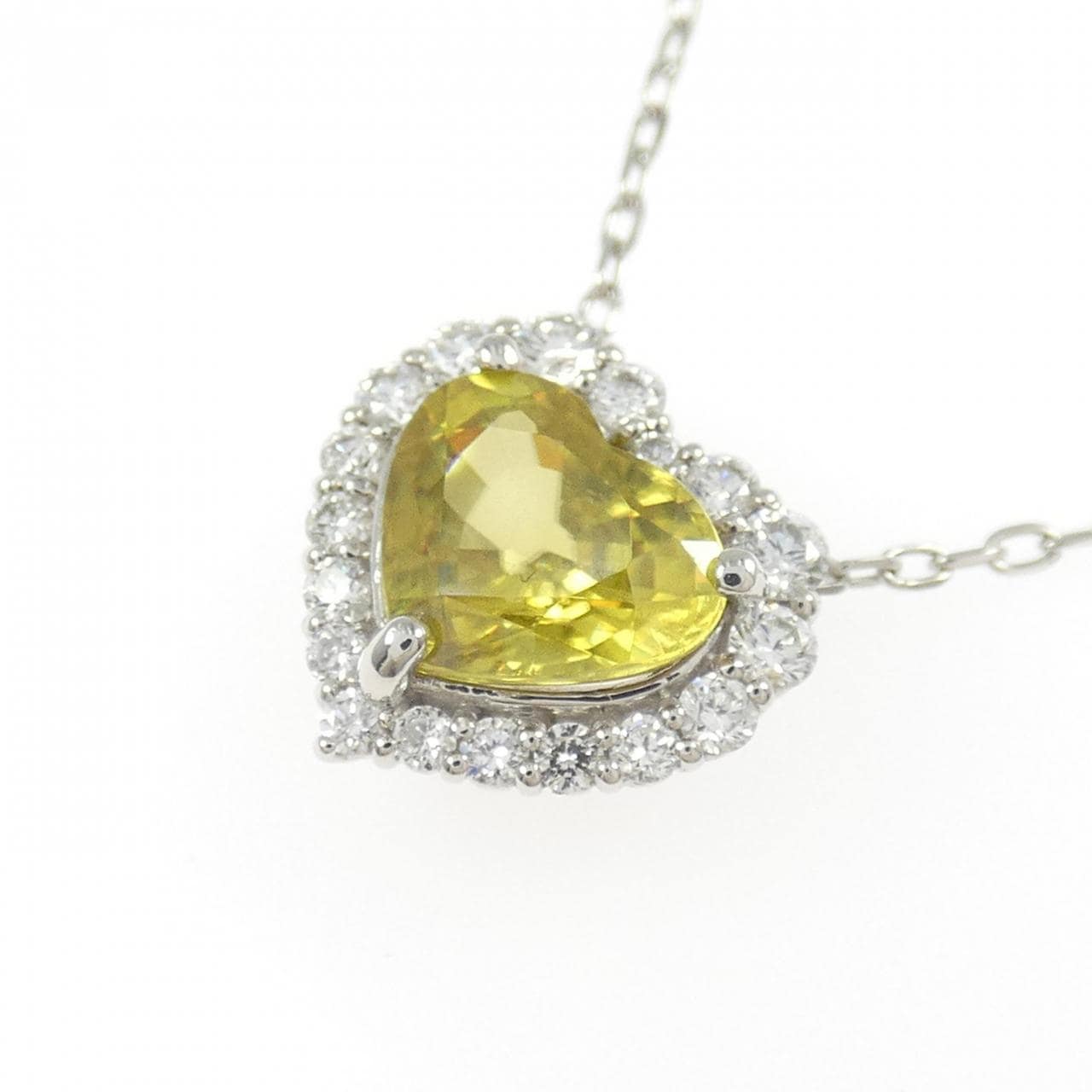 PT900/PT850 ハート スフェーン ネックレス 1.48CT