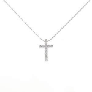 K18WG クロス ダイヤモンド ネックレス 0.15CT